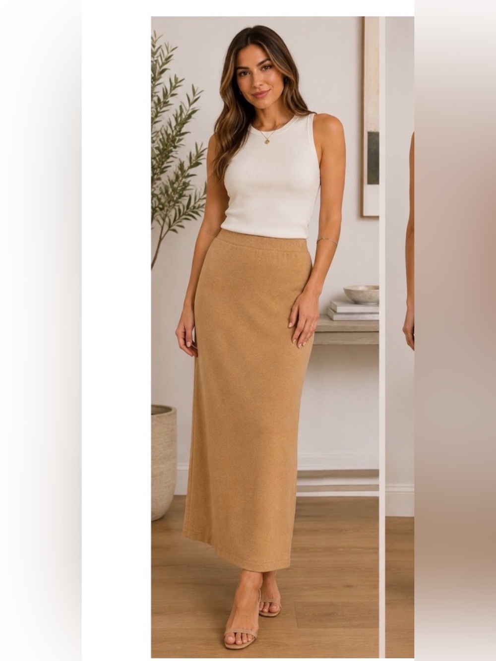 Susan Bristol Camel Maxi Knit Skirt